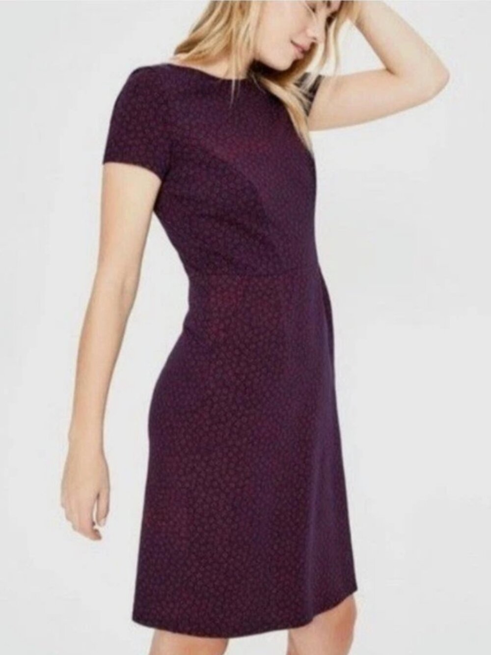 Boden Phoebe Jersey Dress in Navy "Spotted Buttercup)